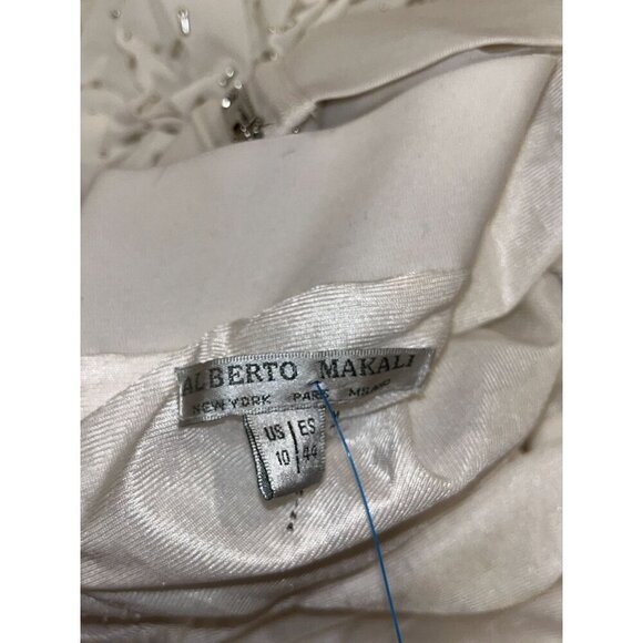 Alberto Makali intage Y2K White Strapless Rhinestone Ruched Cocktail Dress Wome - Picture 5 of 6